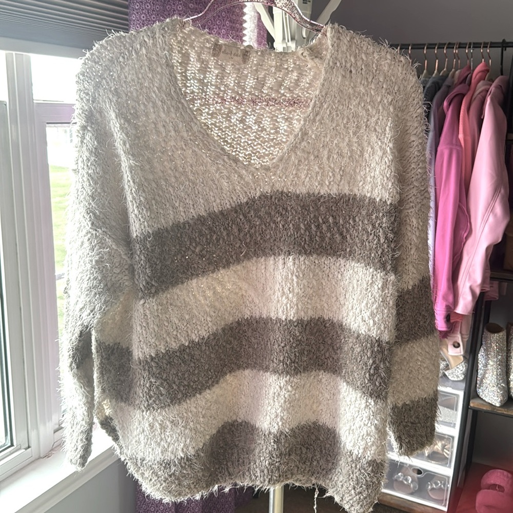Striped fuzzy sweater